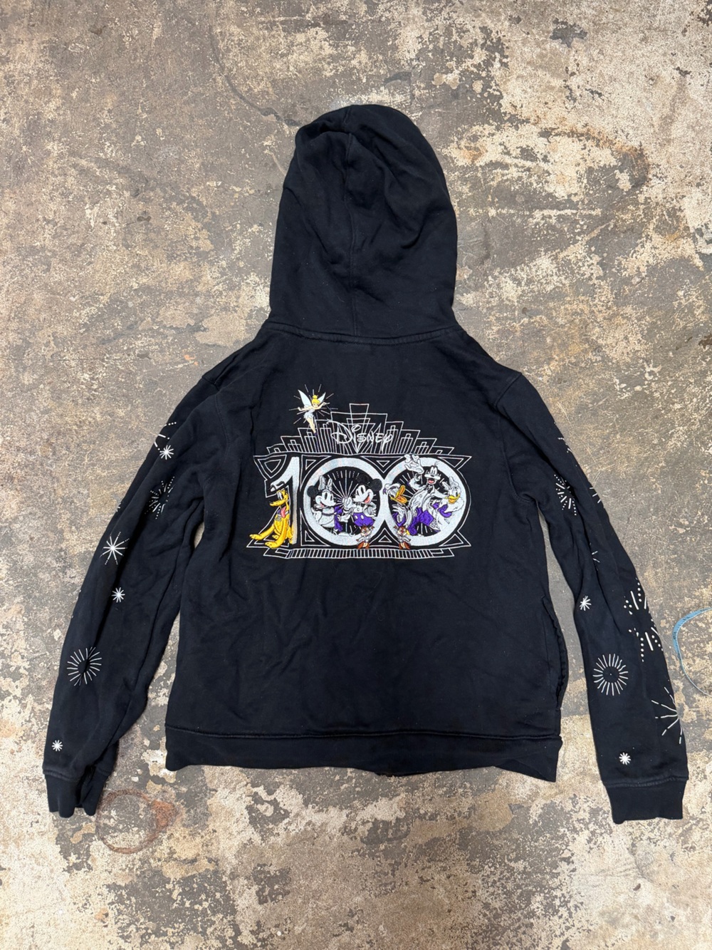 Disney 100 Black Hooded Jacket with Character Graphic
